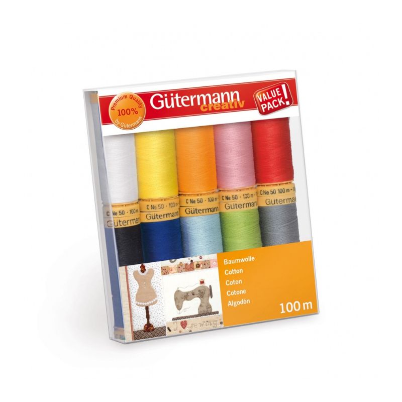 Gütermann bomullstrådsset - Färgmix - 10 rullar à 100 m