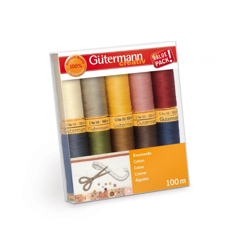 Gütermann bomullstrådsset - Natur - 10 rullar à 100m