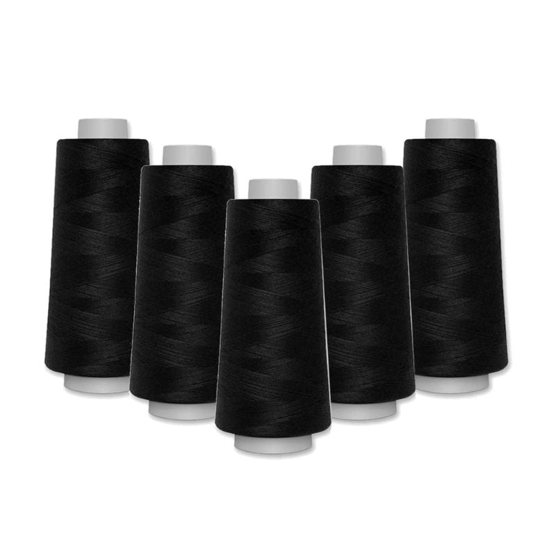 Overlock-tråd 5 rullar à 500 m - Svart