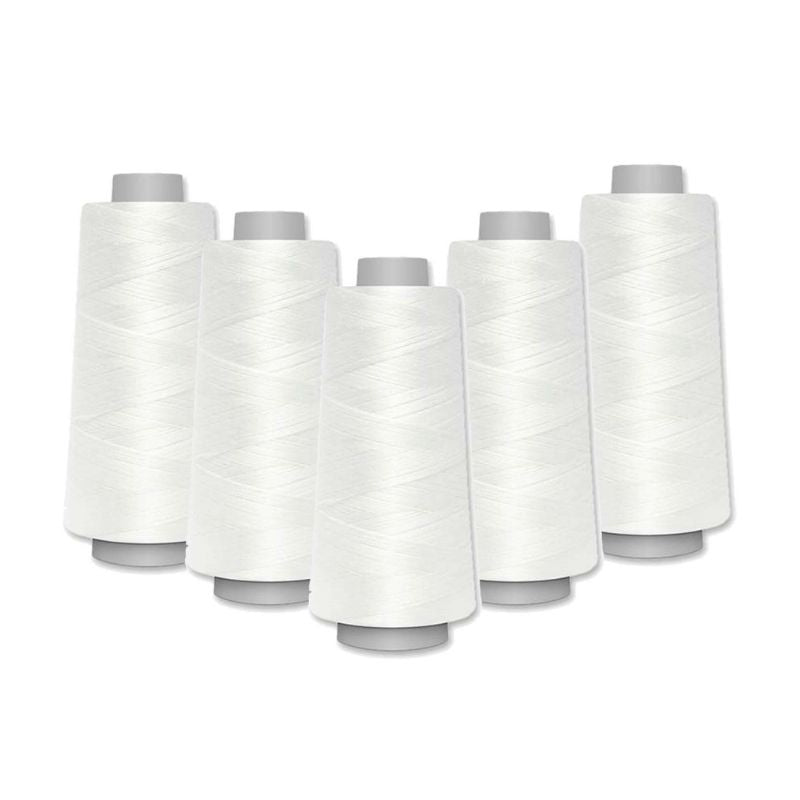 Overlock-tråd 5 rullar à 500 m - Vit
