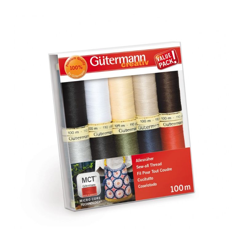 Universaltråd - Grundfärger - 10 rullar à 100m