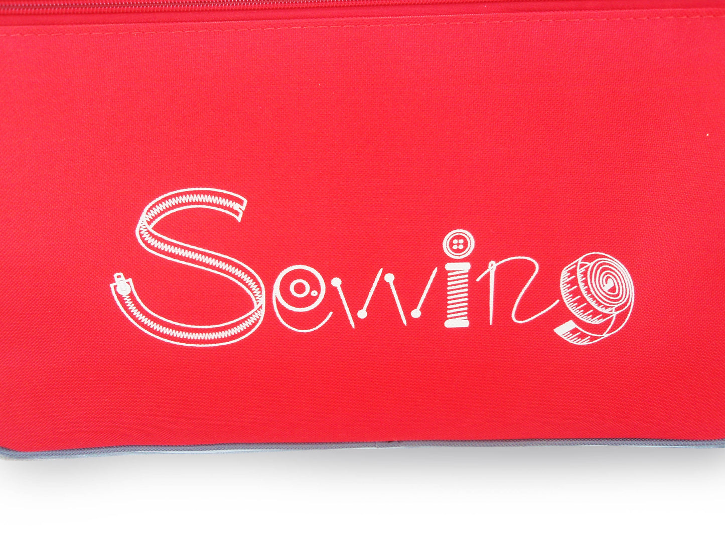 Veritas symaskinetaske rød med ud- og indvendig lomme til tilbehør