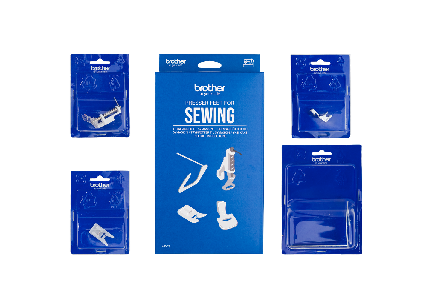 Pressarfotstillbehörspaket för Brother symaskiner