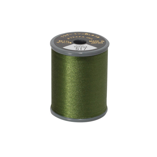 Brother satin-finish broderitråd – 517 Mørk olivengrøn