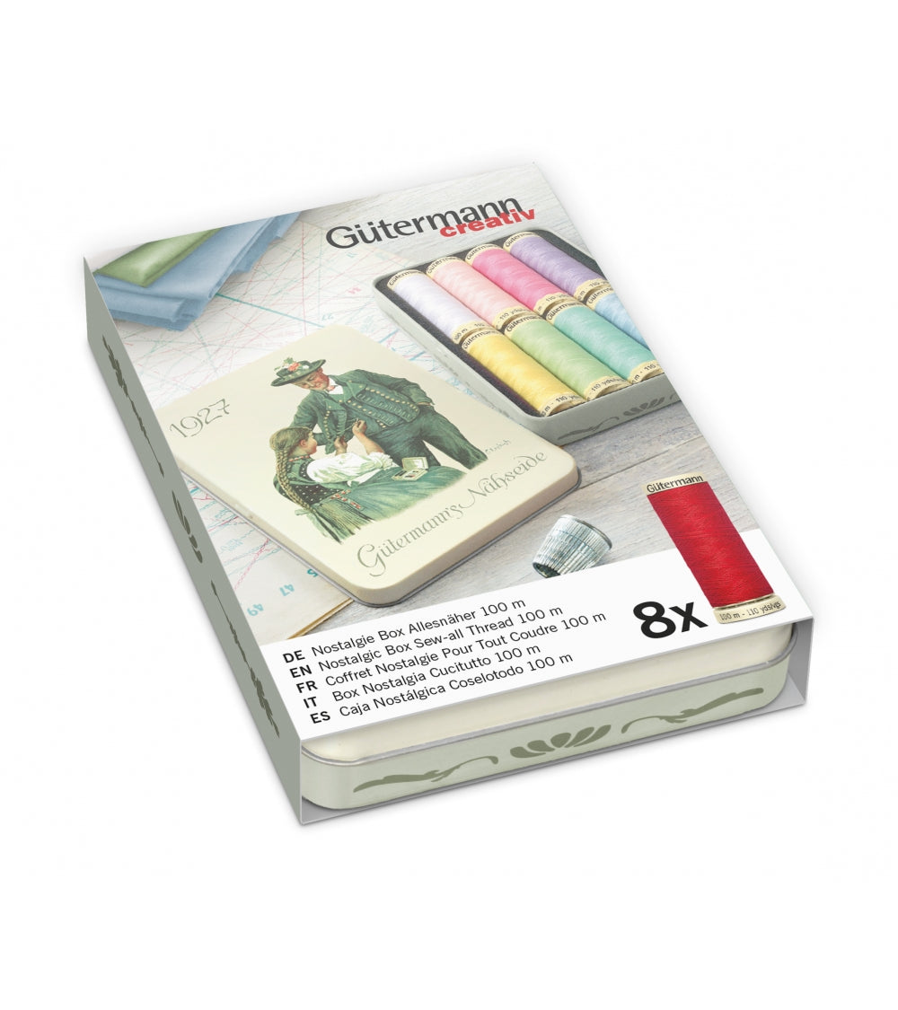 Gütermann sytrådsset i metalllåda - Pastellfärger - 8 rl. på 100m