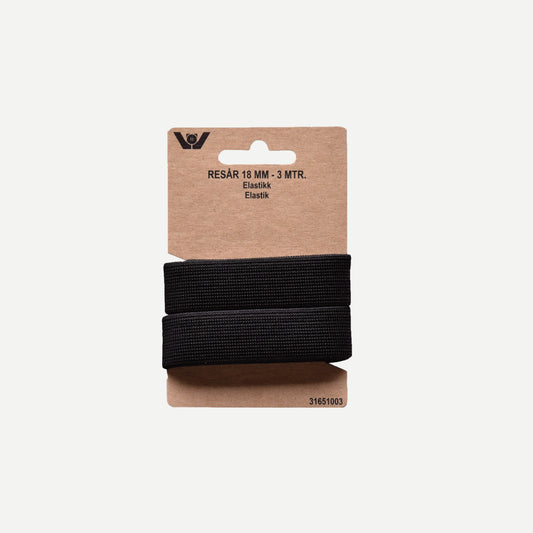 Elastik 18 mm sort – 3 meter