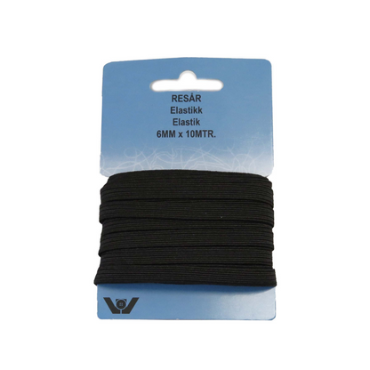Elastik svart 6 mm