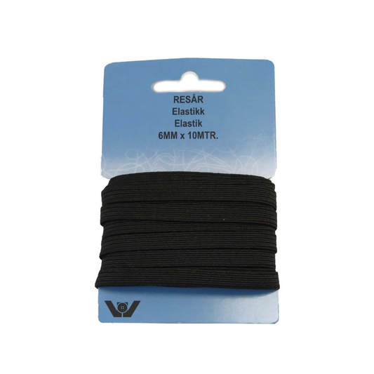 Elastik svart 6 mm